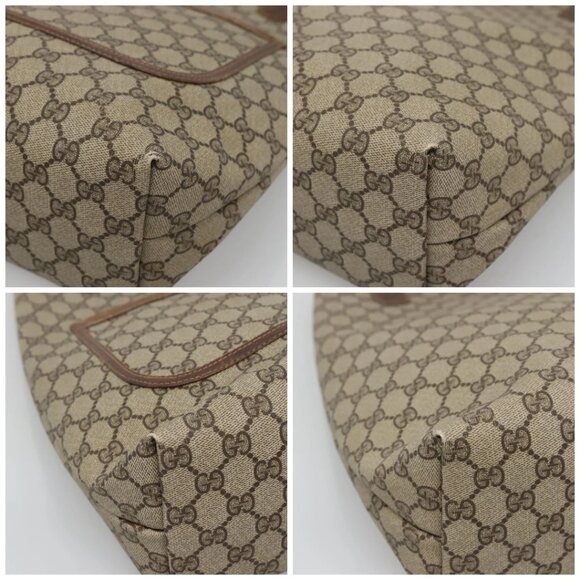 GUCCI GG Supreme Web Sherry Line Tote Bag PVC Beige Gold - Picture 15 of 15